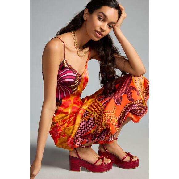 Farm Rio X Anthropologie Printed Slip Dress Multicolor Size XL NWT - Picture 2 of 11